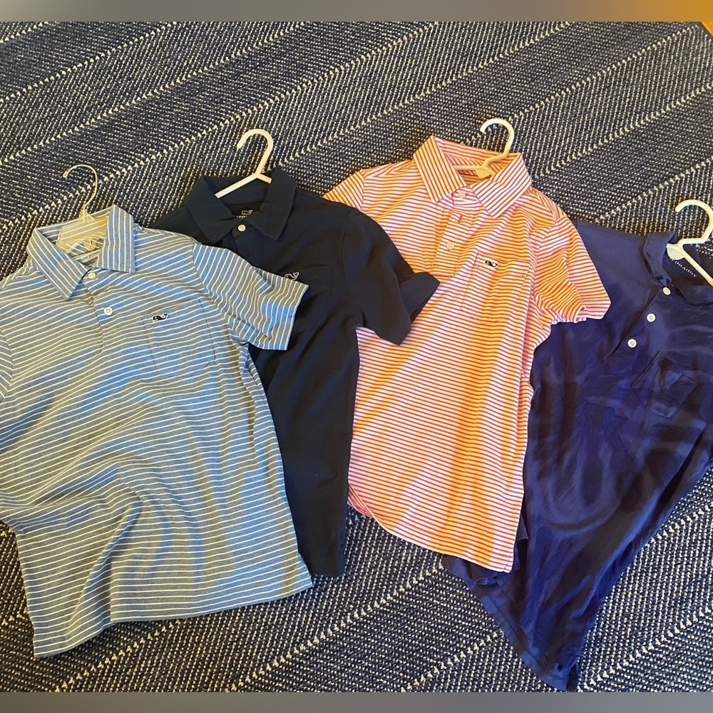 3 Vineyard Vines polos and one B Draddy polo